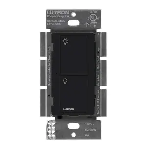 Lutron PD-5WS-DV-BL Caseta Wireless Switch - 5A Two-Wire Smart Light Switch, Single-Pole/3-Way, Black