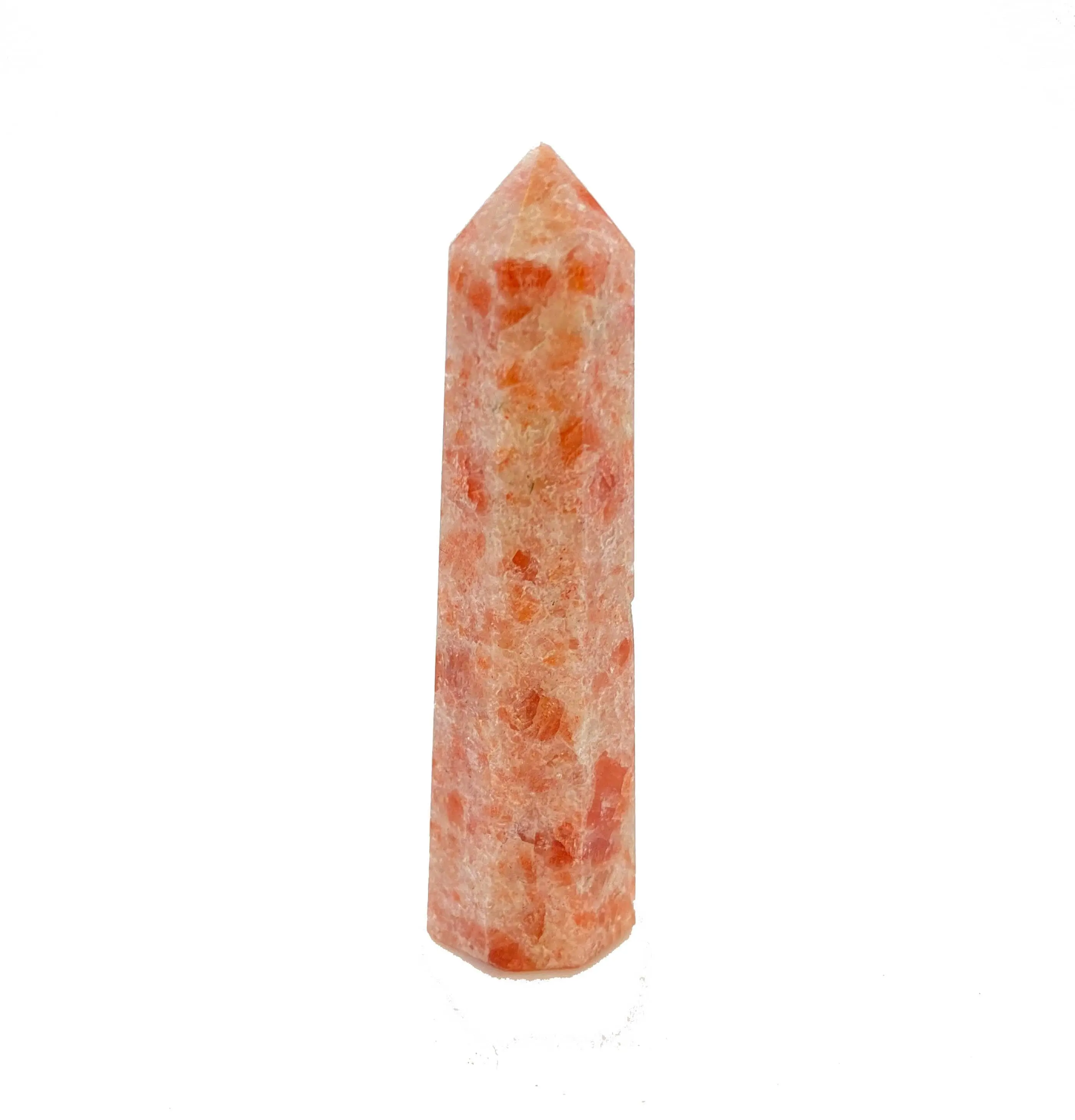 New Moon Beginnings Sunstone Point Polished Stone Tower - Natural Reddish Color, Unique Shape, Approximately 3-4 Inches Tall