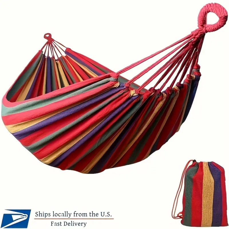 1 Outdoor Camping Hammock, Portable Hammock with High Weight Capacity, Easy to Set Up, Suitable for Camping, Beach, Hiking, and Outdoor Adventures - Camping Gear, Stripe Pattern Hammock, Heavy Duty Hammock, Durable Portable Hammock
