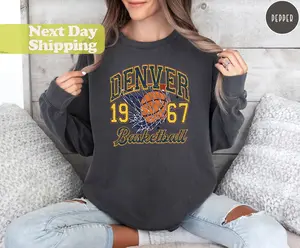 Denver Basketball Shirt, Vintage Style Basketball Unisex shirt, Basketball fan Gift T-Shirt Clothing Graphic Streetwear Hoodie Tops Sweatshirt Long sleeve Unisex Graphic Womenswear Comfortable