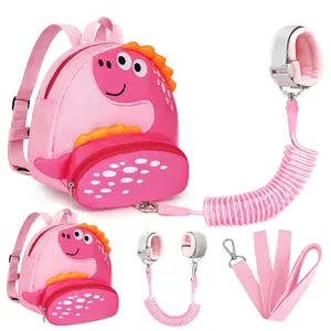 Toddler Harness Backpack with Leash Cute Dinosaur Design Anti Lost Wrist Link for Girls 1-3 Years Old Child Walking Safety Protection Belt Mini Backpack for Kids