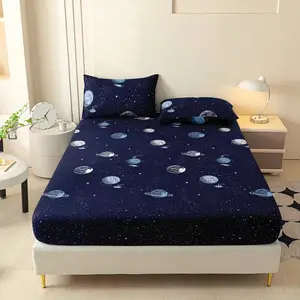 3-Piece Starry Sky Print Bedding Set, Soft Comfortable, Includes Sheet and Two Pillowcases, Ideal for Bedroom and Guest Room