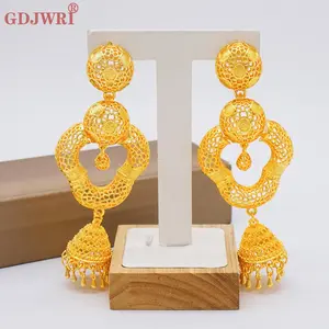 2024 Dubai Gold Color Tassel Drop Earrings, Luxury Copper Long Hanging Jewelry for Wedding Parties, African Afro Style Africa Dangle Earrings for Women, Afro Style Earrings