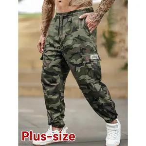PlusSizeMen'SCasualCargoCamouflagePants,AthleticLongTrousers,withDrawstringatTheWaistAndMultiplePockets,SuitableforEverydayWear.