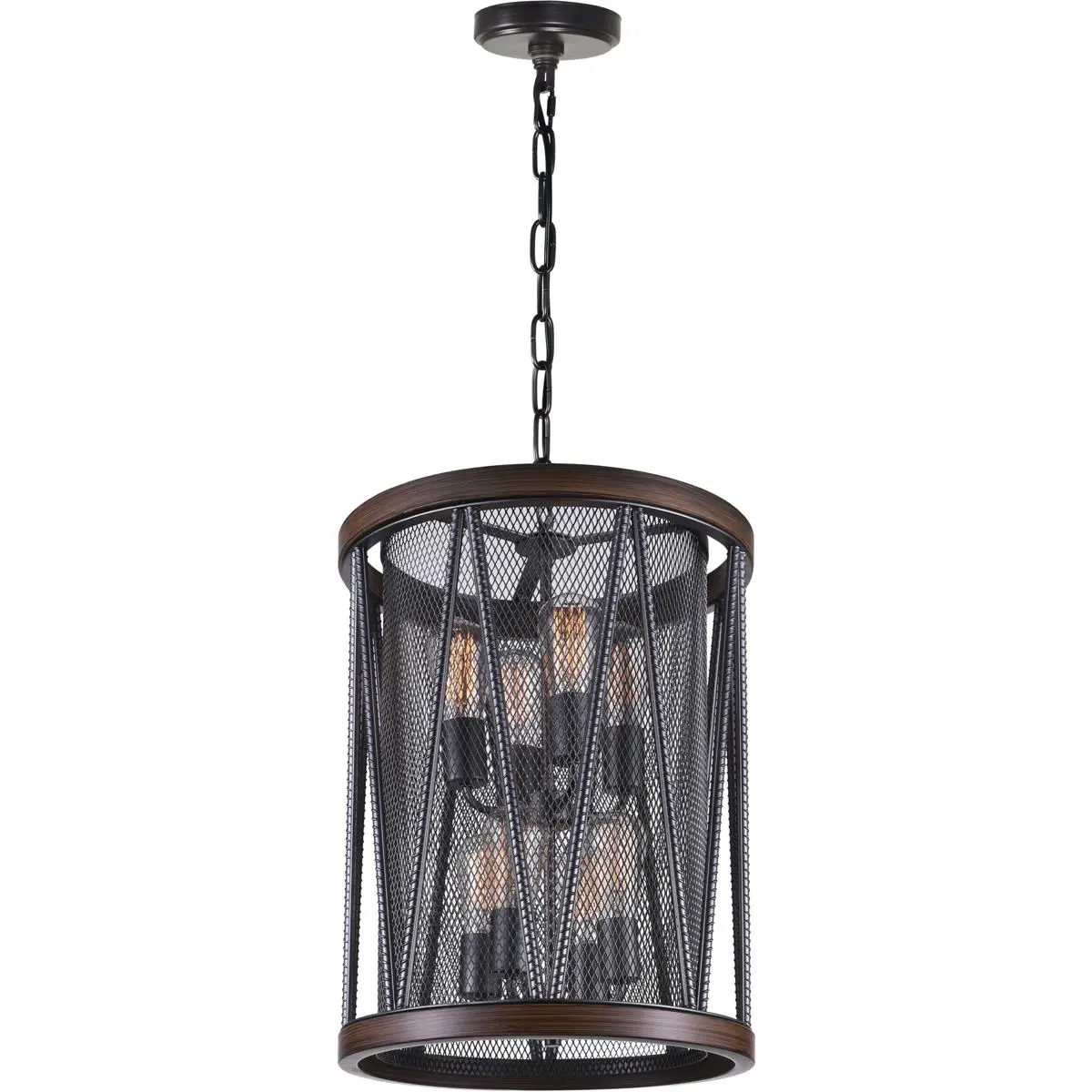 CWI Lighting Parsh 8 Light 16 inch Pewter Drum Shade Chandelier Ceiling Light 9954P16-8-101