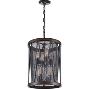 CWI Lighting Parsh 8 Light 16 inch Pewter Drum Shade Chandelier Ceiling Light 9954P16-8-101