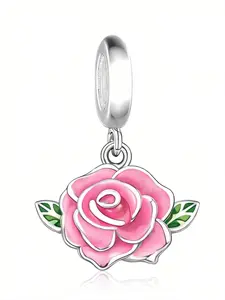 Elegant Copper Plated Silver Color Peony Vintage Charm Pendant, Floral Pattern, Sweet Style, Perfect Gift for Girlfriend and Mom, Exquisite Jewelry Gift, All Seasons
