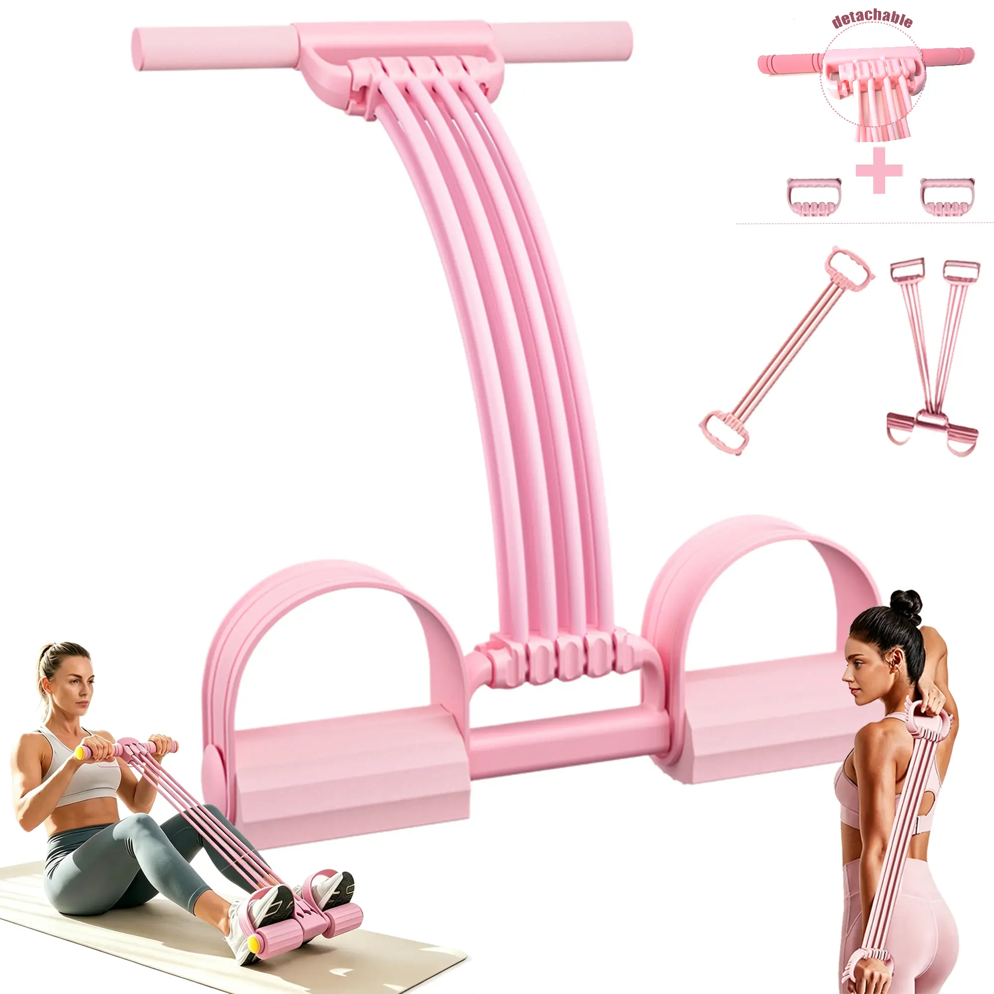 Multi-functional Pedal Resistance Band Trainer – Portable Foot Pedal Fitness Equipment Home Gym Full Body Workout,  Abdominal Training