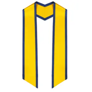 Gold Slanted Graduation Stole with Royal Blue Trim