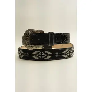 LA HERRADURA BELT 2 INCH AZTEC BLACK/WHITE NEW DESIGN