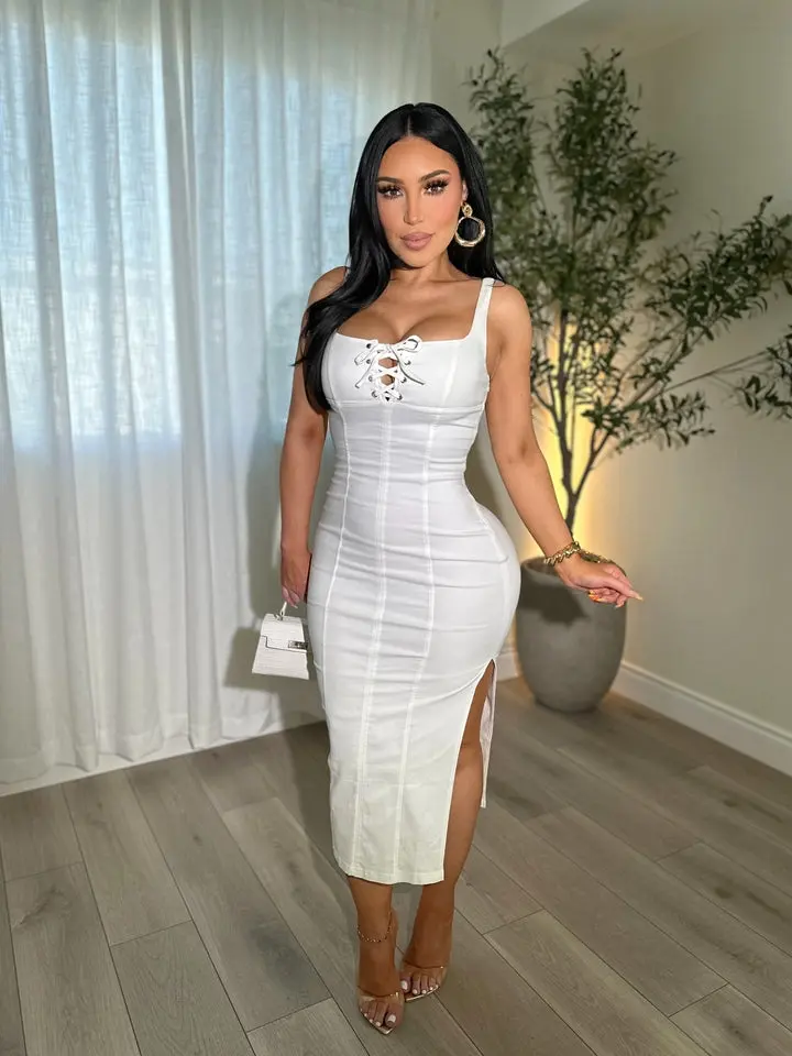 eyelet midi dress with sleeves The Devon Eyelet Midi Dress
