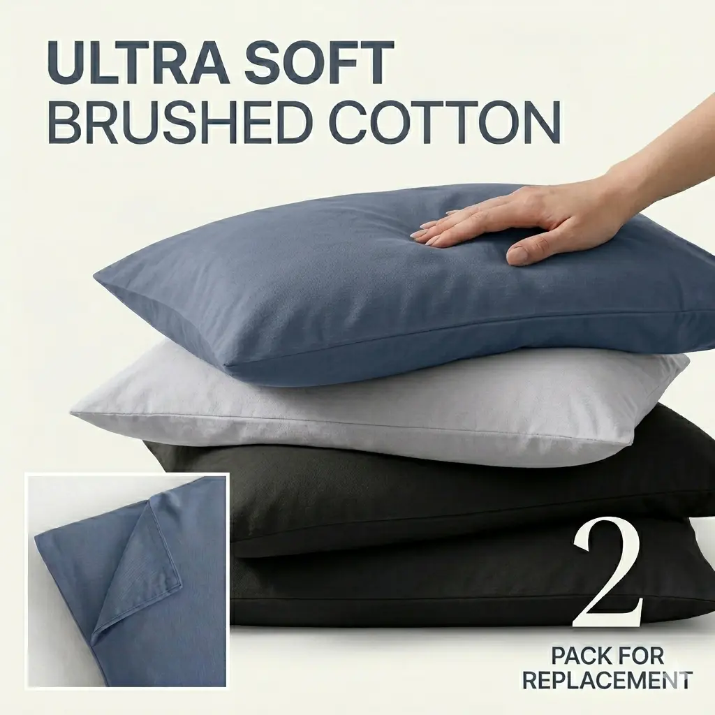 [ Summer Sale Deals ]NTBAY 2-Piece 100% Cotton Pillowcases - Soft & Breathable Bed Pillow Cases with Envelope Closure, Set of 2 Fade-Resistant & Easy Care Pillow Covers