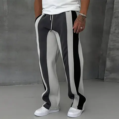 Men's Colorblock Side Stripe Cotton Sweatpants, Regular Fit Casual Comfy Breathable Jogger Pants for Daily Wear, Men's Trousers for All Seasons