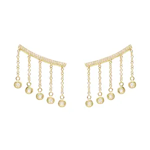Cleo Ear Crawler Earrings With Diamonds Drops