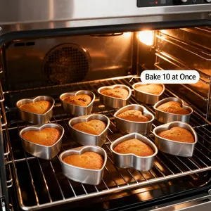 10 Heart-Shaped Aluminum Cake Molds | Removable Bottom, Dishwasher Safe, Oven Safe | Ideal for Birthdays, Valentine'S Day, Wedding Anniversary, Christmas