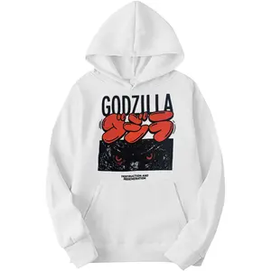 Men's Godzilla Eyes Graphic Adult Pull-Over Hoodie White