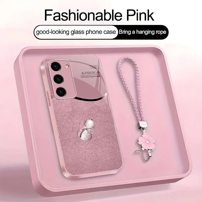 Suitable for [Galaxy S23 5g] high-end phone case，a beautiful four-leaf clover lanyard is included,printed case, no glitter，a lucky gourd will bring you good fortune，a variety of colors are available for you to choose from YM99
