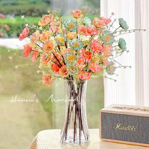 Luxury Artificial Azalea Bouquet Faux Floral Arrangement for High-End Home Living Room & Table Decor