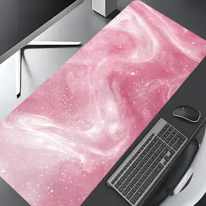 Pink Starry Sky Design Large Gaming Mouse Pad, Stylish Desk Accessories Protector with Non-Slip Rubber, Multi-Size Desktop Accessory for Laptop & Desktop Use