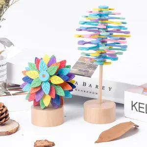 Wooden Rotating Lollipops, Fibonacci Spiral Art, Colorful Macaron Shades, Stress Relief , Office Decor, Gift for Kids and Adults