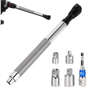 Offset Extension Wrench  Tool, Electric Ratchet Wrench Drive Extender with Chain Drive, 1/2" Drill Adapter & 4 Socket Adapters, Multifunctional Labor - Saving Wrenchs