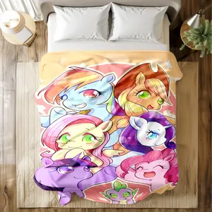 My Little Pony Printed Blanket with Colorful Cartoon Character Collage - Super Soft & Skin - friendly, Long - Lasting & Quick - Drying, Machine Washable, Multi - Size for Bed, Sofa, Travel, Camping & Office Naps, Soft Throw Blanket