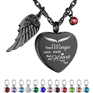 Cremation Urn Necklace for Pet Dog Cat Ashes Memorial Keepsake Cremation Jewelry Gift Black