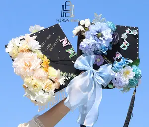 Graduation Cap Decoration Kit 2 Pack - DIY Senior 2026 Topper Supplies with Rhinestone Letters, Large Bow & Flowers - Best Friend or Couple Graduation Party Favors