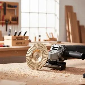 Professional 100mm Wood Carving Disc Carbide Rotary Grinding Wheel Grinding Cutting Blade for Angle Grinder with 6mm Shaft Adapter High Precision Shaping Cutting Milling Sanding Tool Multifunctional Forming Disc