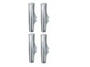 Weld On Fishing Rod Holder (4 Pack) - 10" Flared Tulip with Vinyl Insert and Coped Blade for 1-5/16" OD Tube/Pipe - Polished Anodized Aluminum