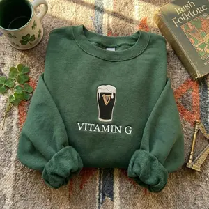 Vitamin G Guinness Embroidered Sweatshirt, Funny Irish Beer Shirt, Irish Pride Apparel