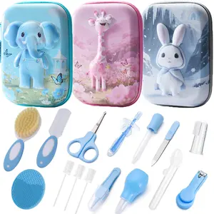 16pcs Healthcare Kit with Cartoon Portable Case, Grooming Set with Toothbrush, Nail Clippers, Comb, Brush, Nose Cleaner, Ideal for Daily Use