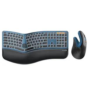 ProtoArc EK01 Plus Backlit Full Size Wireless Ergonomic Keyboard and EM11 NL Dual Bluetooth Vertical Mouse
