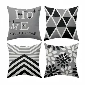 4-Piece Modern Minimalist Scandinavian Style Pillow Covers, 18x18 Inches, Decorative Cushion Set for Living Room Sofa, Bedroom Decorative Accessories, Spring & Summer Bedroom Kids Seat Decor (Filling not included), Dahlias Flower Pattern.