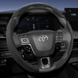 For TOYOTA, Automotive Alcantara Suede Steering Wheel Cover Sporty Design Segmented Non-slip Quick install Ultra-thin Suitable For RAV4/Corolla/Hilux/Camry/Yaris/Corolla Cross/Highlander/Tacoma/Tundra/Sequoia/4Runner/C-HR/Fortuner/Innova