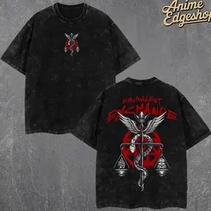 Fullmetal Alchemist Equivalent Exchange Retro Washed T-Shirt | Oversized Heavy Cotton Graphic Streetwear Tee | Gift for Him, Her & Anime Fans LL6