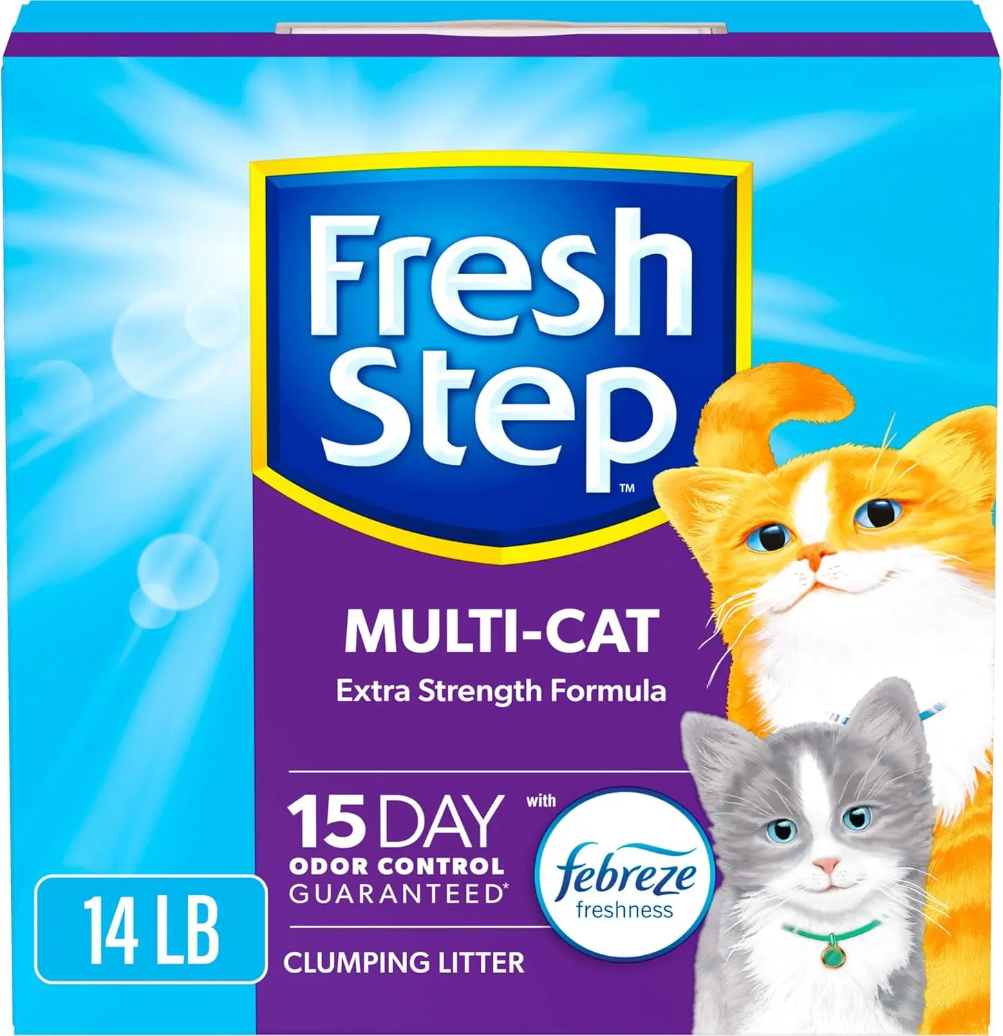 Fresh Step Multi-Cat Extra Strength Formula 15 Day Odor Control 14 lb Clumping Cat Litter with Activated Charcoal Low Dust
