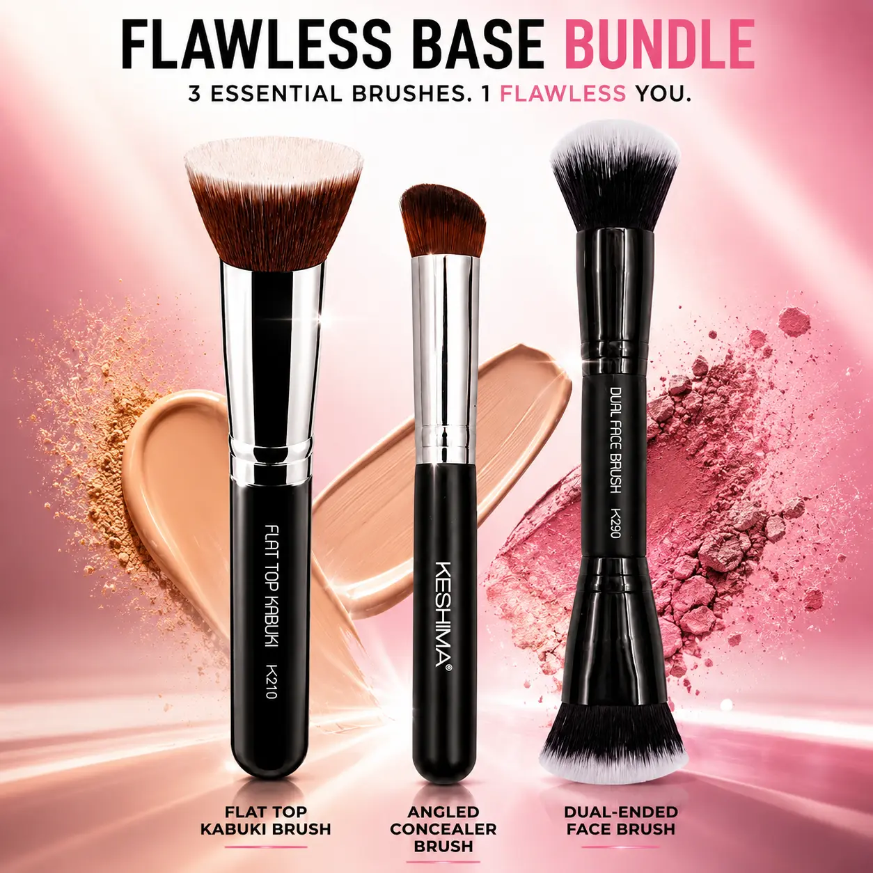 Flawless Base Makeup Brush Set, Professional Beauty Tool for Even Foundation Application