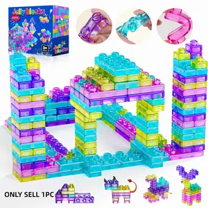 40PCS Soft Silicone, Transparent Building Blocks, Stretchy Stacking Sensory Fidget Montessori STEM Toys for 3+ Year Old Toddlers, Non-Toxic BPA-Free DIY Educational Construction Set, Preschool Kindergarten Birthday Christmas Gift for Boys Girls