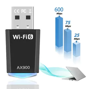 USB WiFi Adapter for PC Laptop，AX900 USB WiFi 6 Adapter with 5GHz/2.4GHz Dual Band，Wireless Network Card Compatible Windows11/10/8.1/8/7