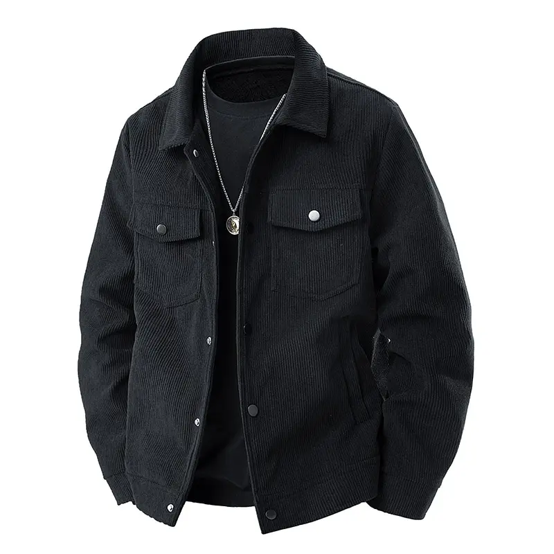 Men's Corduroy Shirt Jacket, Classic Casual Button-Down Long Sleeve Outerwear with Pockets for Autumn Winter Fashion, Tops