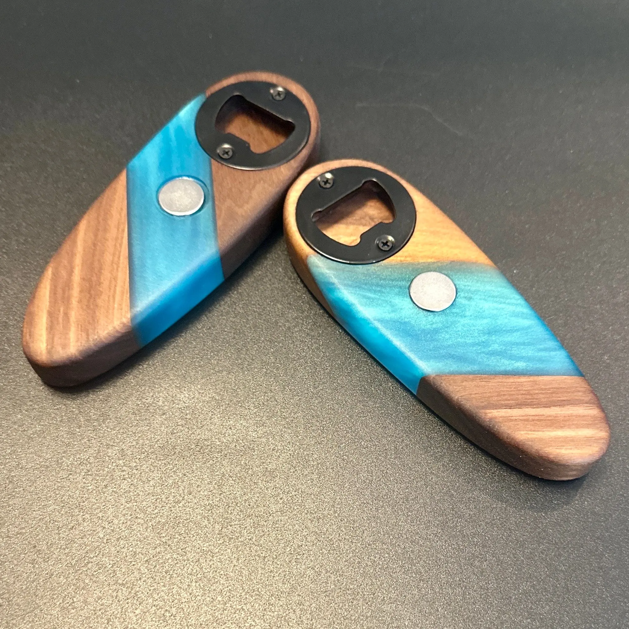 Bottle Openers - Walnut with Turquoise Blue Epoxy Kitchen Utensils