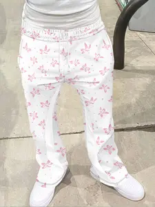 Y2K classic fashion couple casual flared pants, "sweet casual style" sports pants, quality retro versatile street style, men's and women's trendy clothing