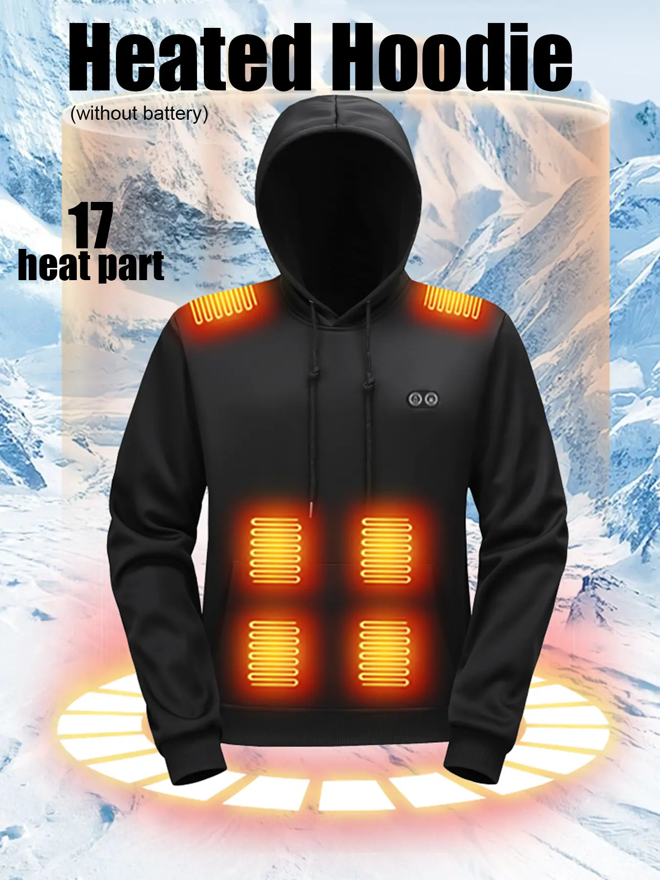 Men Women Fall Winter Heated Hoodie Sweatshirts Fitted, Dual Control Heating, Tech Casual Warm Style, No Battery External Power Design, Unisex Cold Weather Wear, Long Sleeve