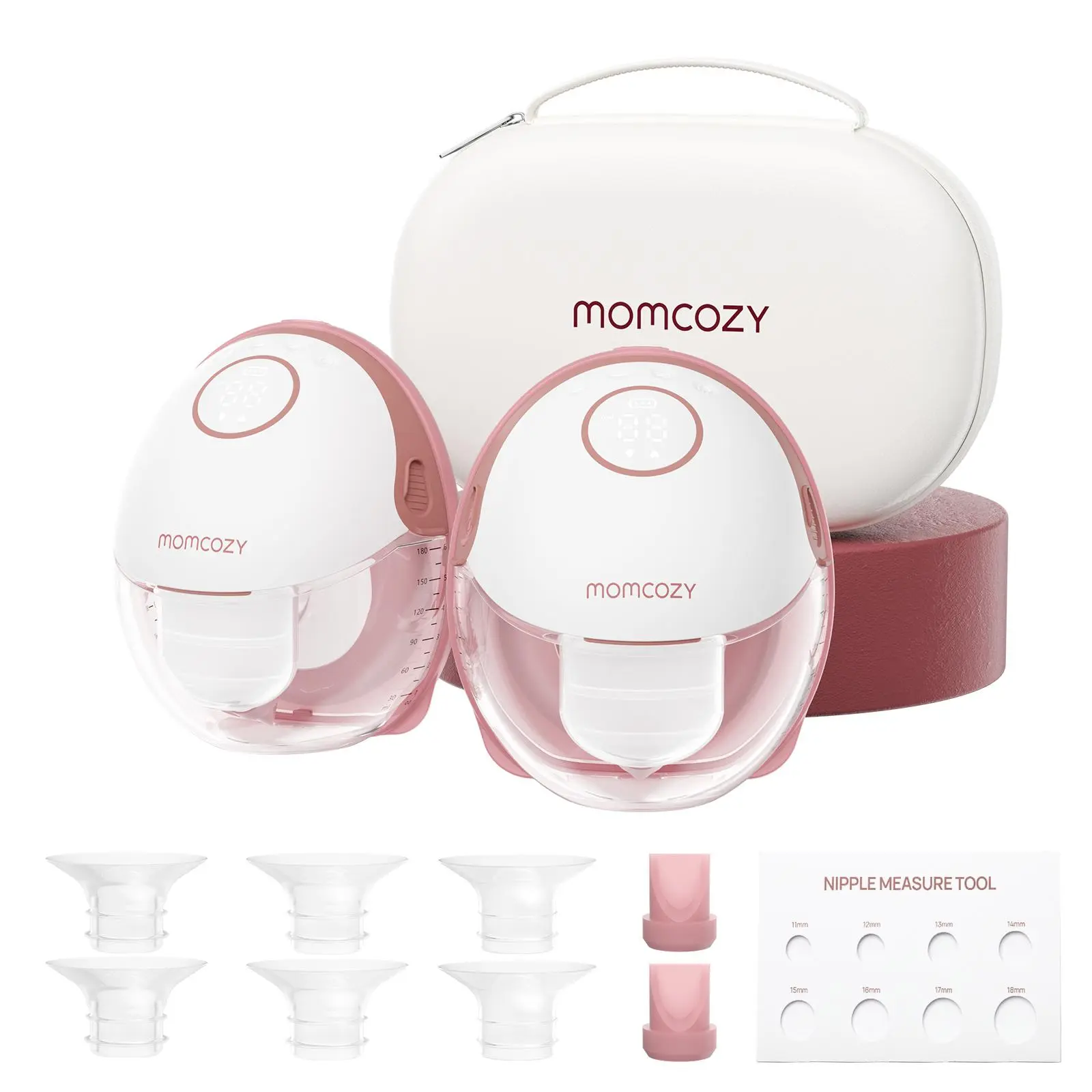 【Live Only】Momcozy  Hands-Free Mobile Breast Pump | M6, Wearable Breast Pump, Ideal Rhythm, DoubleFit Flange, Better Fit, More Discreet, 3 Modes and 9 Levels, 24mm - 2 Pack Comfort Red