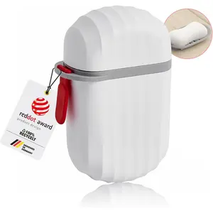 Upgraded Leakproof Travel Soap Case, Shampoo Bar Holder,  Soap Container with Draining Layer, Portable Bar Soap Holder for Bathroom, Camping, Gym, Red Dot Design Recipient