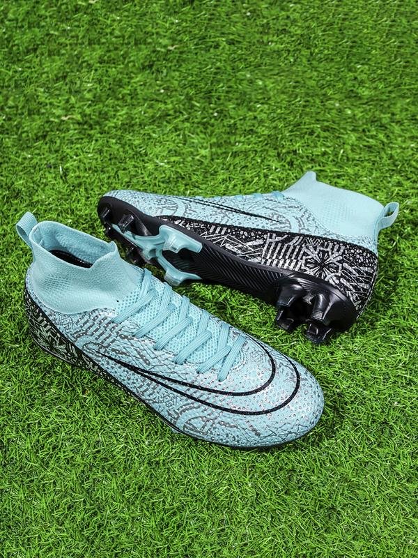 Men's All Over Print Sports Football Shoes, Lace Up Soccer Shoes, Football Cleats, Outdoor Sports Shoes for Men, Professional Training Shoes, Football Field Boots