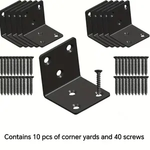 Heavy-Duty L-Shaped Corner Bracket Set, 10pcs Industrial Hardware with 40 Screws & Height Adjustable Design, Easy Assembly Multi-Purpose Use