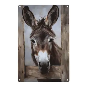 2D Flat, 1pc,Vintage Donkey Metal Sign - Reusable Aluminum Wall Art Poster with Pre-Drilled Holes, Easy to Install, Bohemian Style, Perfect Gift for Animal Lovers 8.0x12.0inch, Animal Lover Gift | Rustic Wall Decor | Easy to Install Artwork, Donkey Decor,