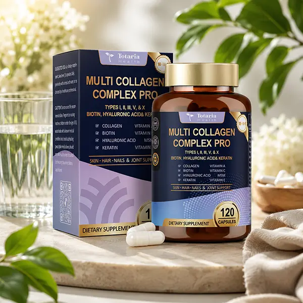 18-in-1 Multi Collagen Peptides Capsules with Hyaluronic Acid, Keratin, Biotin, Vitamins A C & E, Type I II III V & X Collagen for Skin, Hair, Nails & Joint Support, 120 Capsules